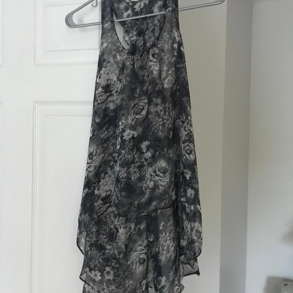 NWT Sheer Asymmetrical Ruffle Top